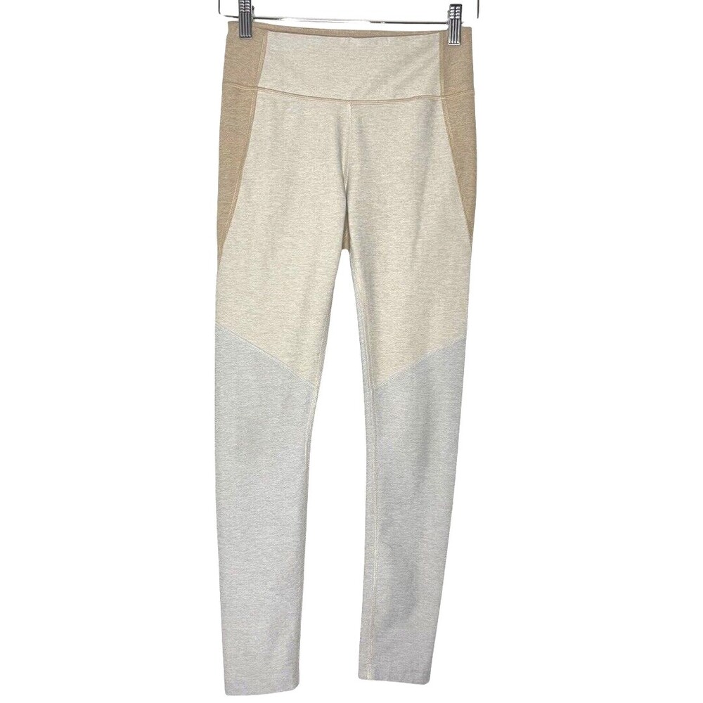 Outdoor Voices Womens Leggings Small Brown Neutral Color Block Hiking Workout